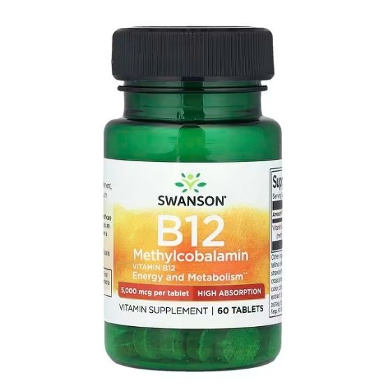 Vitamin B-12 Methylcobalamin, 5000mcg High Absorption, 60 tabs, Swanson - Vitax.ro