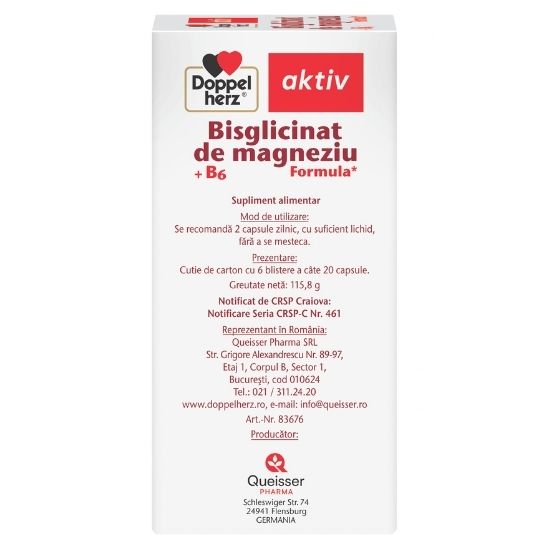 Bisglicinat de magneziu + B6, 120 capsule, Doppelherz