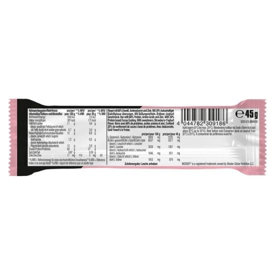 60% Protein Bar, Strawberry Joghurt, 45 g, Weider | Vitax.ro
