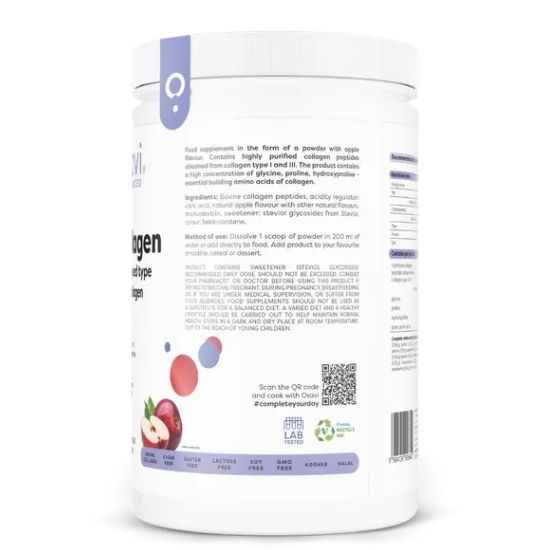 Collagen Hydrolysed Type I & III, Apple, 660g, Osavi - Vitax.ro