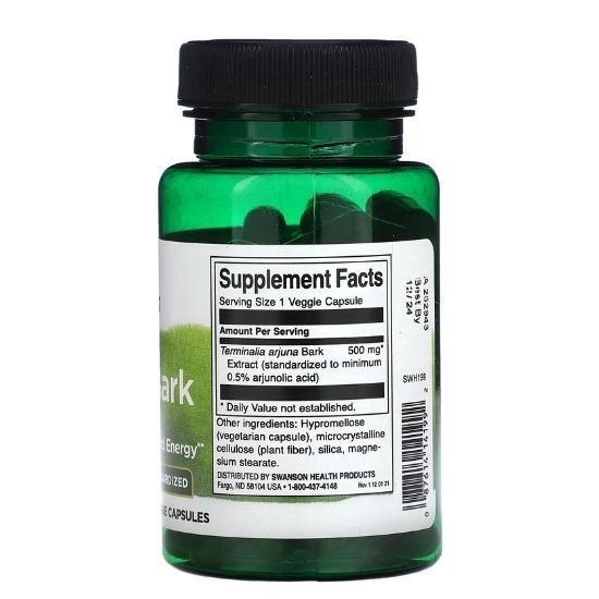 Arjuna Bark, 500mg, 60 vcaps, Swanson - Vitax.ro