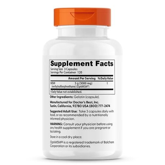 MSM cu OptiMSM, 1000mg, 360 caps, Doctor's Best - Vitax.ro