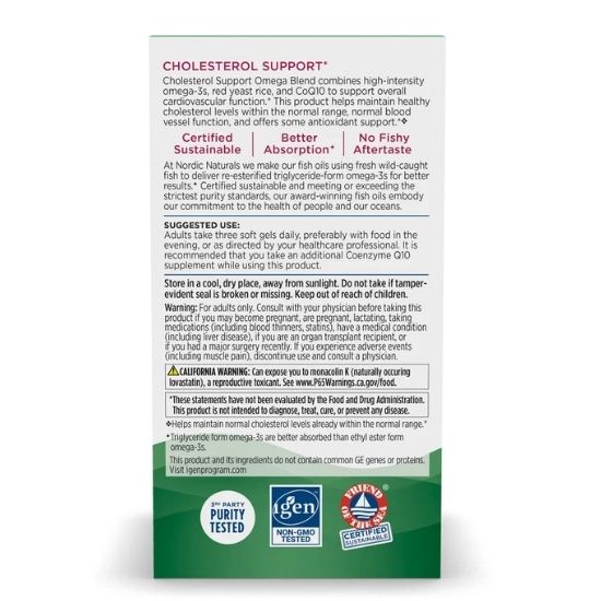 Colesterol Support with Red Yeast Rice and CoQ10, 975mg, 60 softgels, Nordic Naturals - Vitax.ro