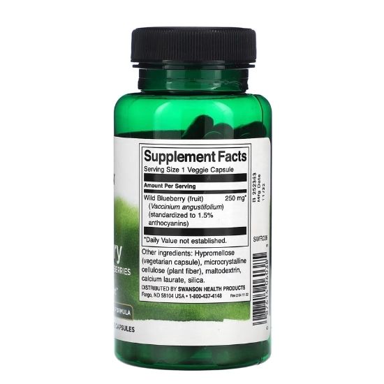 Wild Blueberry, 250mg, 90 vcaps, Swanson - Vitax.ro
