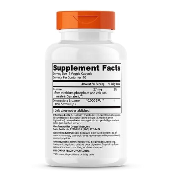 Serrapeptase, 40 000 SPU, 90 vcaps, Doctor's Best - Vitax.ro