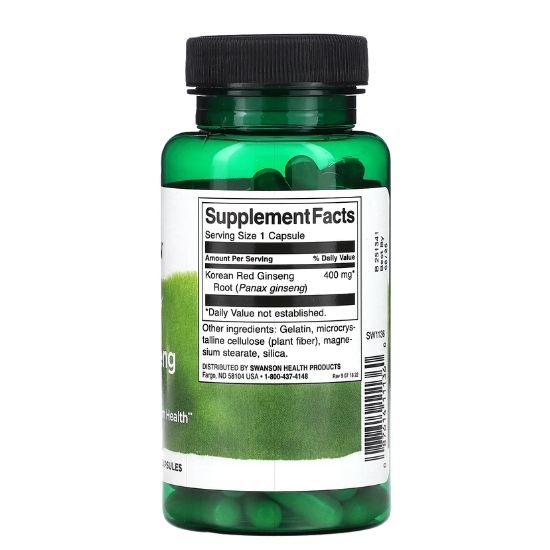 Full Spectrum Korean Red Ginseng Root, 400mg, 90 caps, Swanson - Vitax.ro