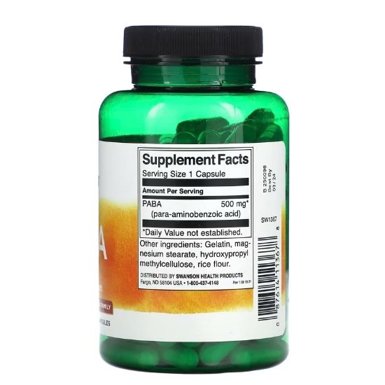 PABA, 500mg, 120 caps, Swanson - Vitax.ro