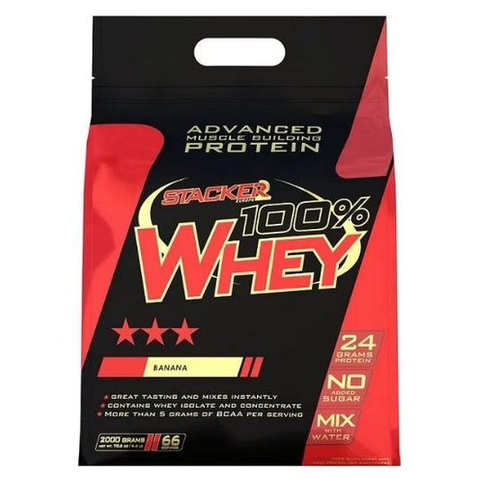 100% Whey, Banana, 2000g, Stacker2 Europe - Vitax.ro