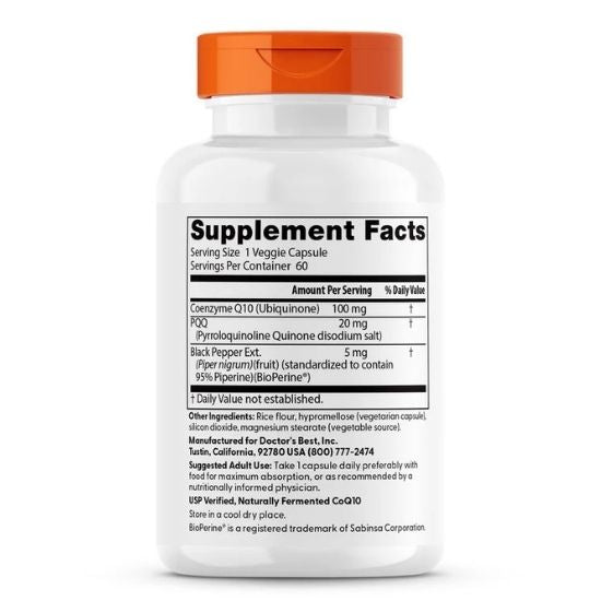 CoQ10 100 mg, PQQ 20 mg, 60 vcaps, Doctor's Best - Vitax.ro