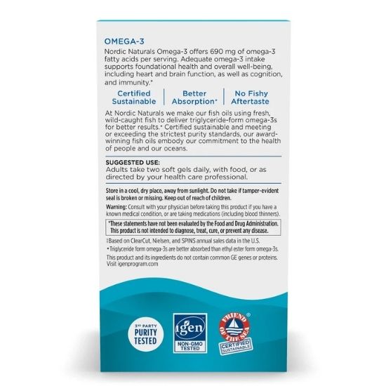 Omega-3, 690mg Lemon, 180 softgels, Nordic Naturals - Vitax.ro