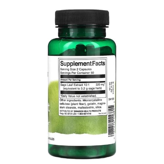 Sage Extract, 160mg, 100 caps, Swanson - Vitax.ro