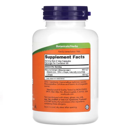 DOPA Mucuna, 180 vcaps, NOW Foods - Vitax.ro