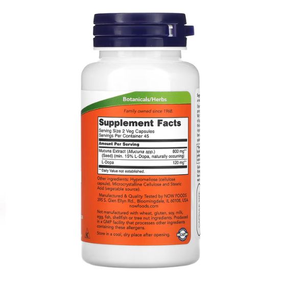 Dopa Mucuna (Dopamina), 90 Capsule, NOW Foods - Vitax.ro