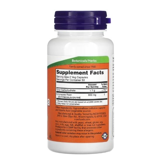 Echinacea, 400mg, 100 vcaps, NOW Foods - Vitax.ro