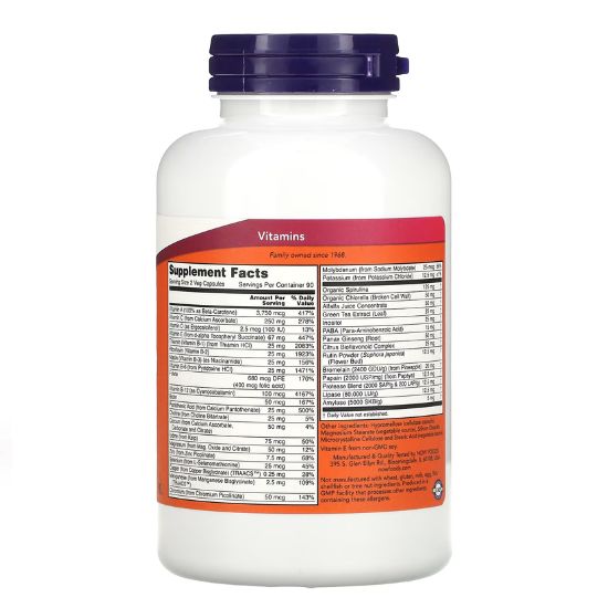 EcoGreen Multi, Iron Free, 180 vcaps, NOW Foods - Vitax.ro