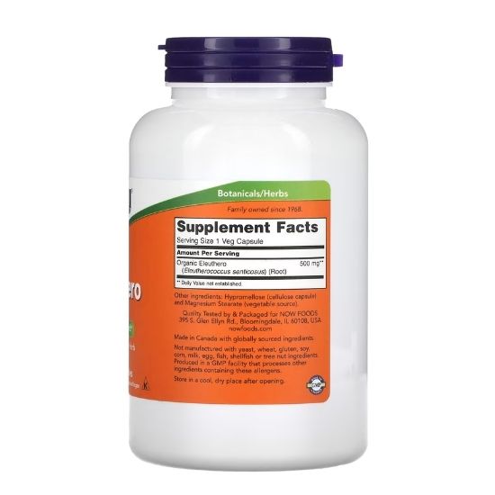 Eleuthero, 500mg, 250 vcaps, NOW Foods - Vitax.ro