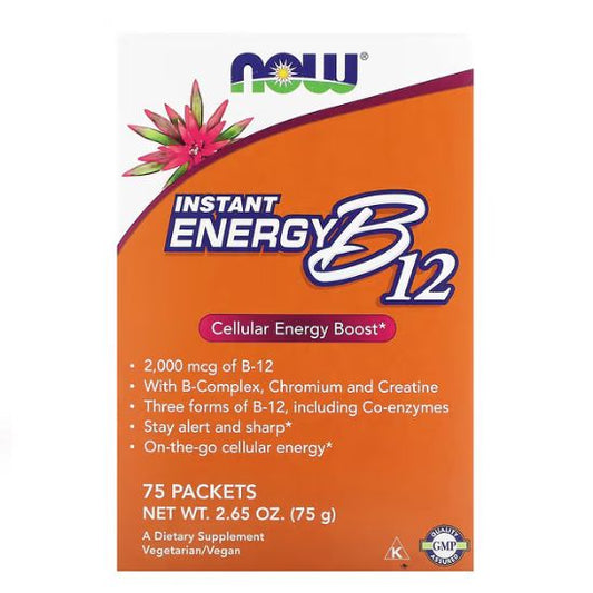 Vitamin B-12, Instant Energy, 75 packets, NOW Foods - Vitax.ro