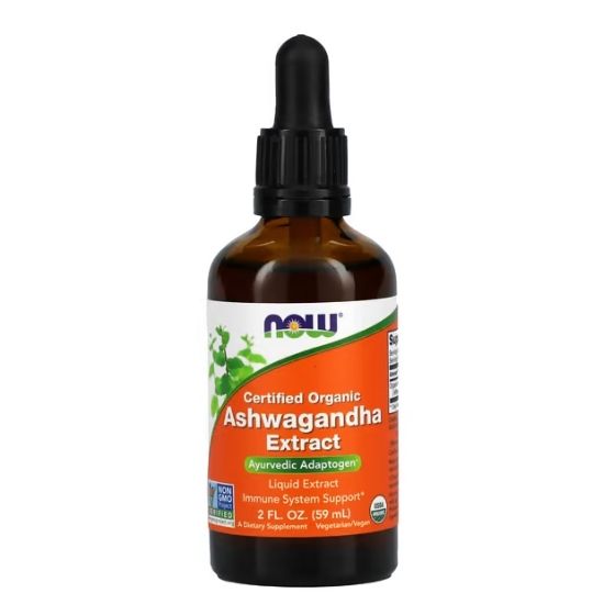Ashwagandha Extract Liquid, Organic, 59 ml, NOW Foods - Vitax.ro