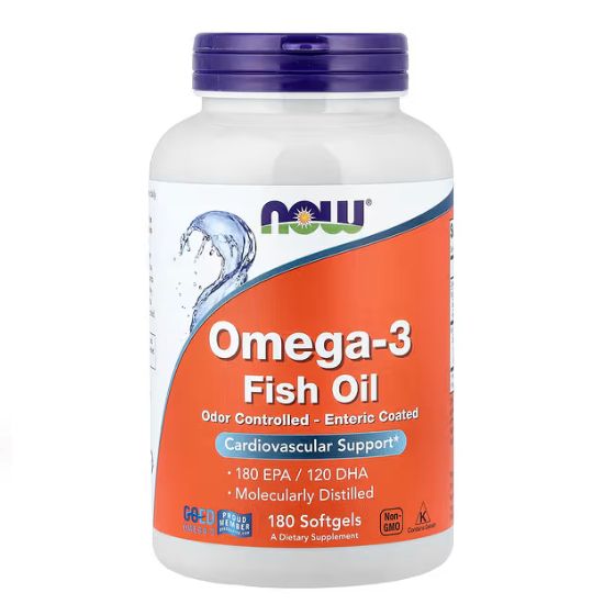 Omega-3 Enteric Coated, 180 softgels, NOW Foods