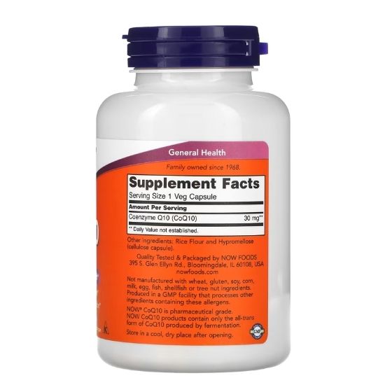 CoQ10, 30mg, 240 vcaps, NOW Foods - Vitax.ro