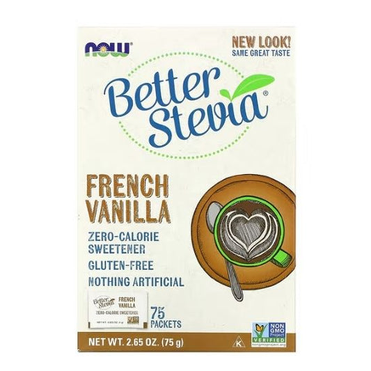 Better Stevia Packets, French Vanilla, 75 packets, NOW Foods - Vitax.ro