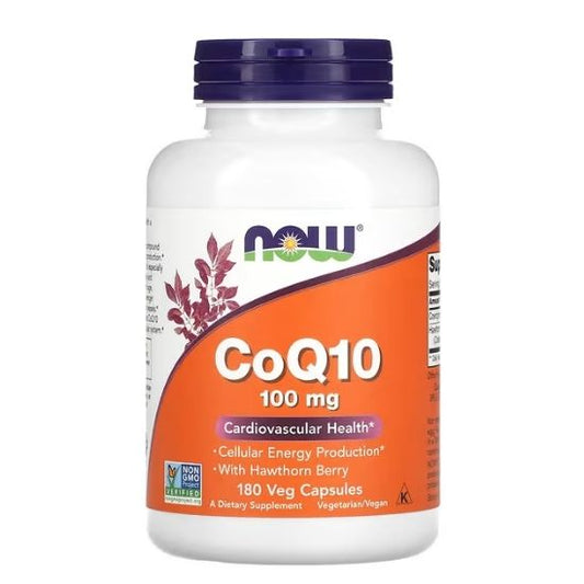 CoQ10 with Hawthorn Berry, 100mg, 180 vcaps, NOW Foods - Vitax.ro