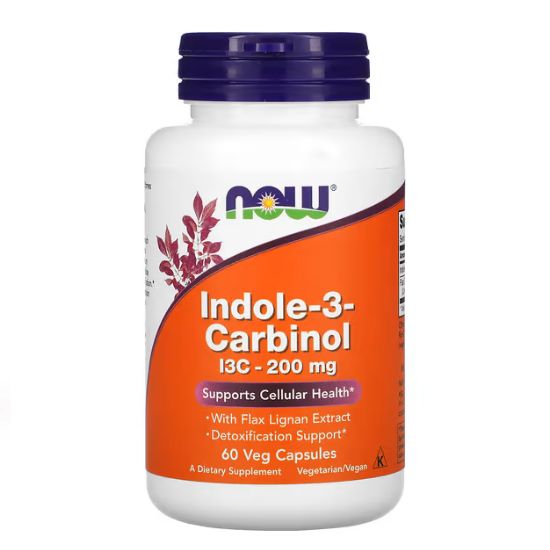Indole-3-Carbinol (I3C), 200mg, 60 vcaps, NOW Foods - Vitax.ro