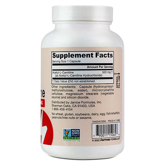 Acetyl L-Carnitine, 500mg, 120 vcaps, Jarrow Formulas - Vitax.ro