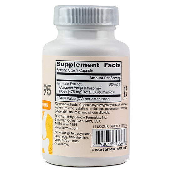 Curcumin 95, 500mg, 60 Caps Vegetale, Jarrow Formulas - Vitax.ro