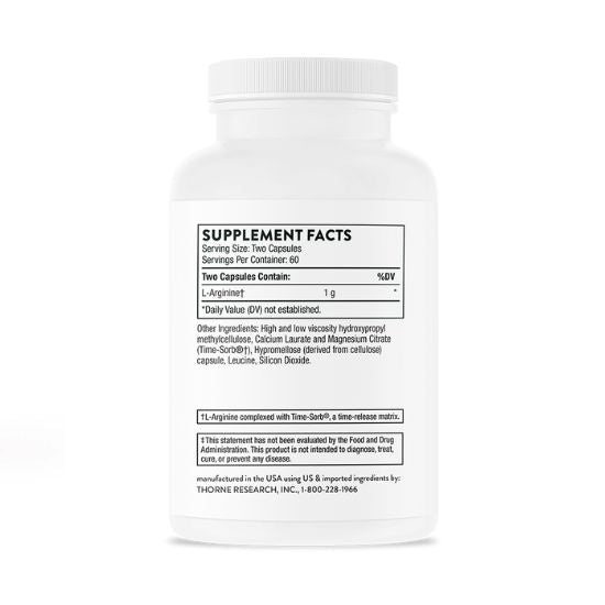 L-Arginine, 1000mg, 120 capsules, Thorne Research - Vitax.ro