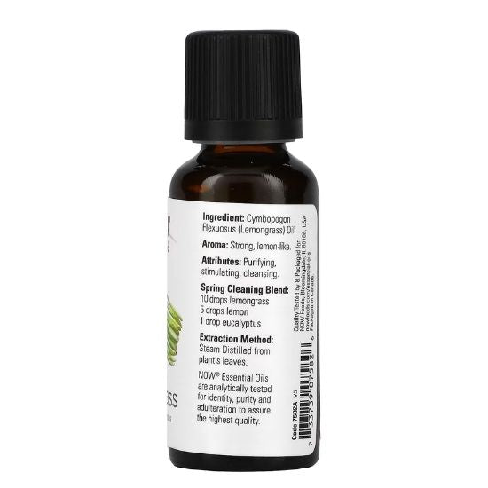 Essential Oil, Lemongrass Oil, 30 ml, NOW Foods - Vitax.ro