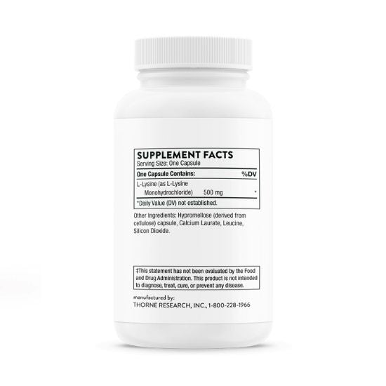 L-lizină, 500 mg, 60 capsule, Thorne Research - Vitax.ro