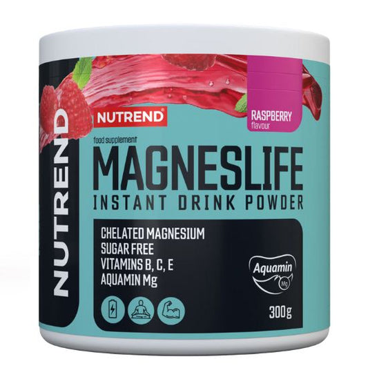 Magneslife Instant Drink Powder, Raspberry, 300 g, Nutrend - Vitax.ro