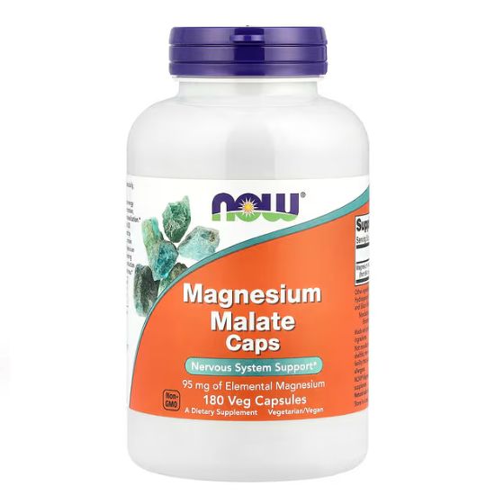 Magnesium Malate Caps, 180 vcaps, NOW Foods - Vitax.ro