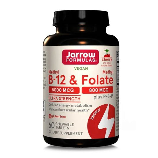Methyl B-12 & Methyl Folate, 800mcg Cherry, 60 Lozenges, Jarrow Formulas - Vitax.ro