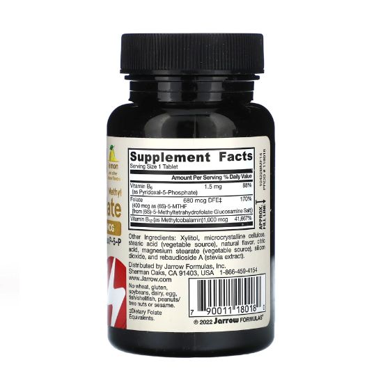 Methyl B-12 & Methyl Folate, 400mcg Lemon, 100 Lozenges, Jarrow Formulas - Vitax.ro