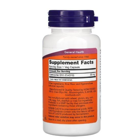 CoQ10, 30mg, 120 vcaps, NOW Foods - Vitax.ro