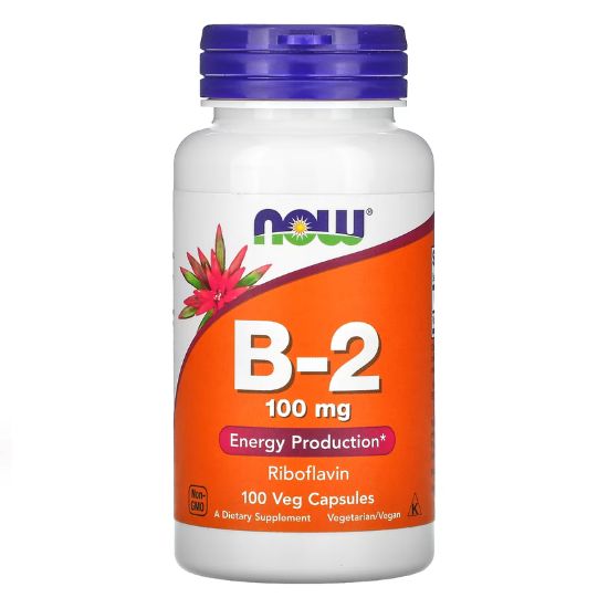 Vitamin B-2 Riboflavin, 100mg, 100 vcaps, NOW Foods - Vitax.ro