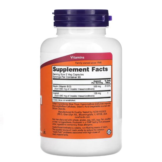 Niacin Flush-Free, 250mg, 180 vcaps, NOW Foods - Vitax.ro