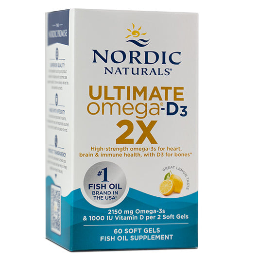 Ultimate Omega 2X with Vitamin D3, 2150mg, Lemon, 60 softgels, Nordic Naturals