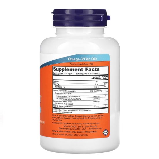 Red Omega (Red Yeast Rice), 90 softgels, NOW Foods - Vitax.ro