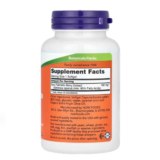 Saw Palmetto Extract, 160mg, 240 softgels, NOW Foods - Vitax.ro