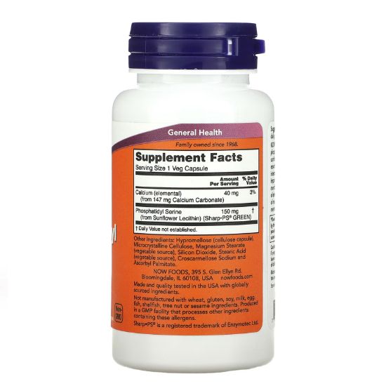 Phosphatidyl Serine, 150mg Soy Free, 60 vcaps, NOW Foods - Vitax.ro