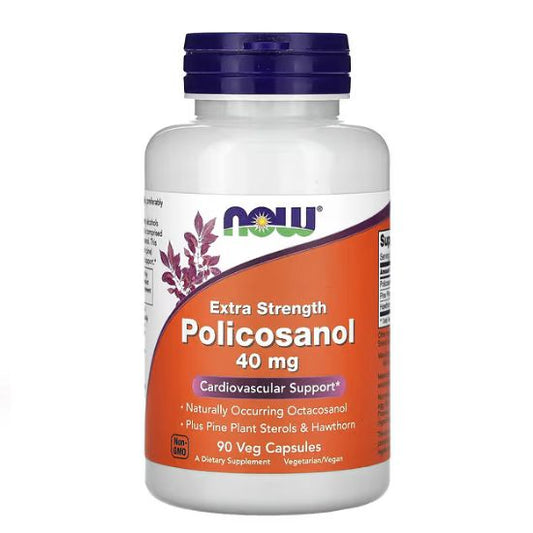 Policosanol, 40mg Extra Strength, 90 vcaps, NOW Foods - Vitax.ro