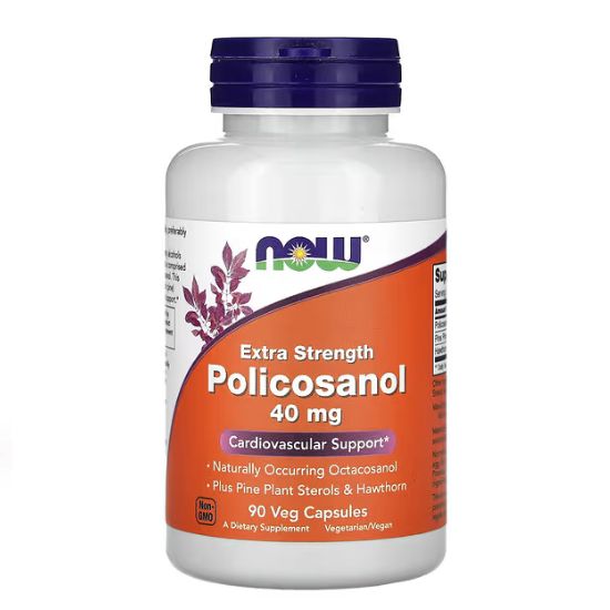 Policosanol, 40mg Extra Strength, 90 vcaps, NOW Foods - Vitax.ro