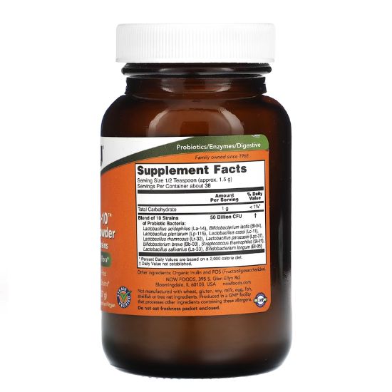 Probiotic-10, 50 Billion Powder, 57g, NOW Foods - Vitax.ro