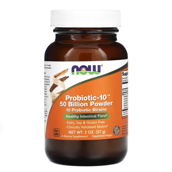 Probiotic-10, 50 Billion Powder, 57g, NOW Foods - Vitax.ro