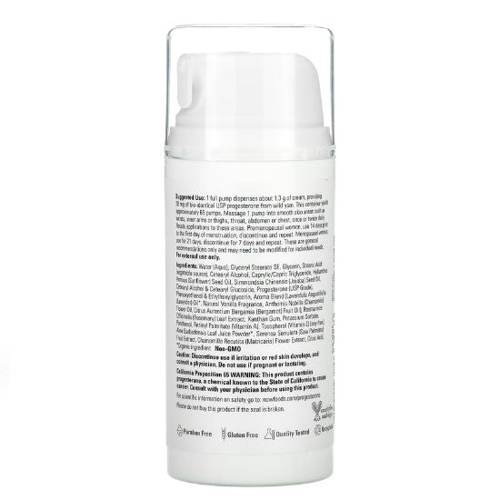 Natural Progesterone Balancing Skin Cream with Lavender, 85g, NOW Foods - Vitax.ro