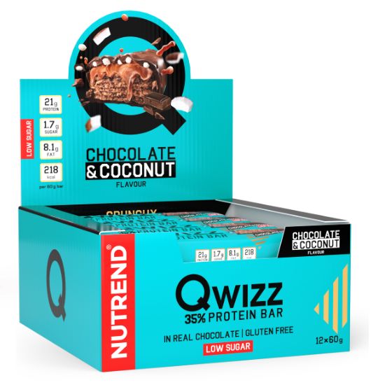 Qwizz Protein Bar, Chocolate + Coconut, 12 x 60 g, Nutrend - Vitax.ro