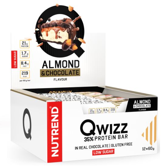 Qwizz Protein Bar, Almond + Chocolate, 12 x 60 g, Nutrend - Vitax.ro